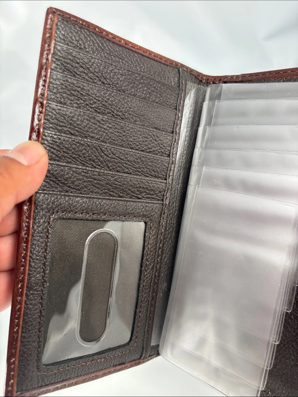 Nocona Brown Tooled Leather Wallet with Cream Inlay